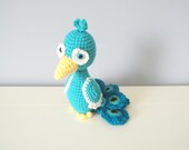 Crochet peacock doll Amigurumi Home Decor stuffed animal baby shower bird plush turquoise peacock knitted dolls gift ideas kids toys baby