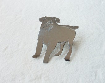 Vintage Silver Dog Brooch - 1970's Vintage Pin - Free UK Delivery