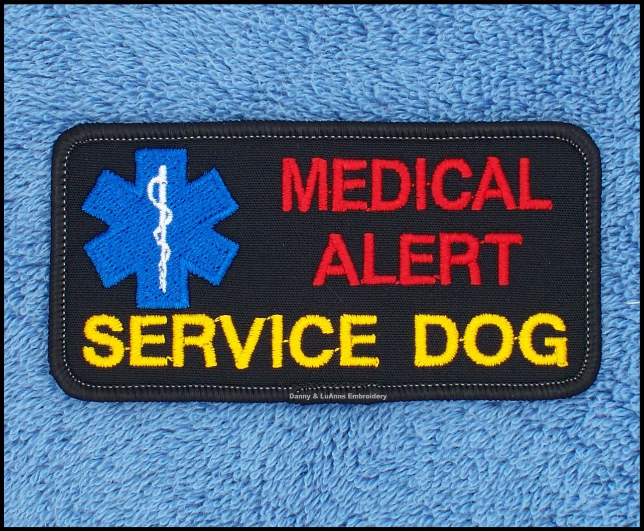 Medical Alert Service Dog Patch Size 2x4 inch Black Danny