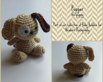 Puppy Stuffed Toy ~ Stuffie ~ Newborn Photography Props ~ Toy ~ Amigurumi - Newborn Toy Prop - Newborn Animal Props - Stuffed Dog Prop -