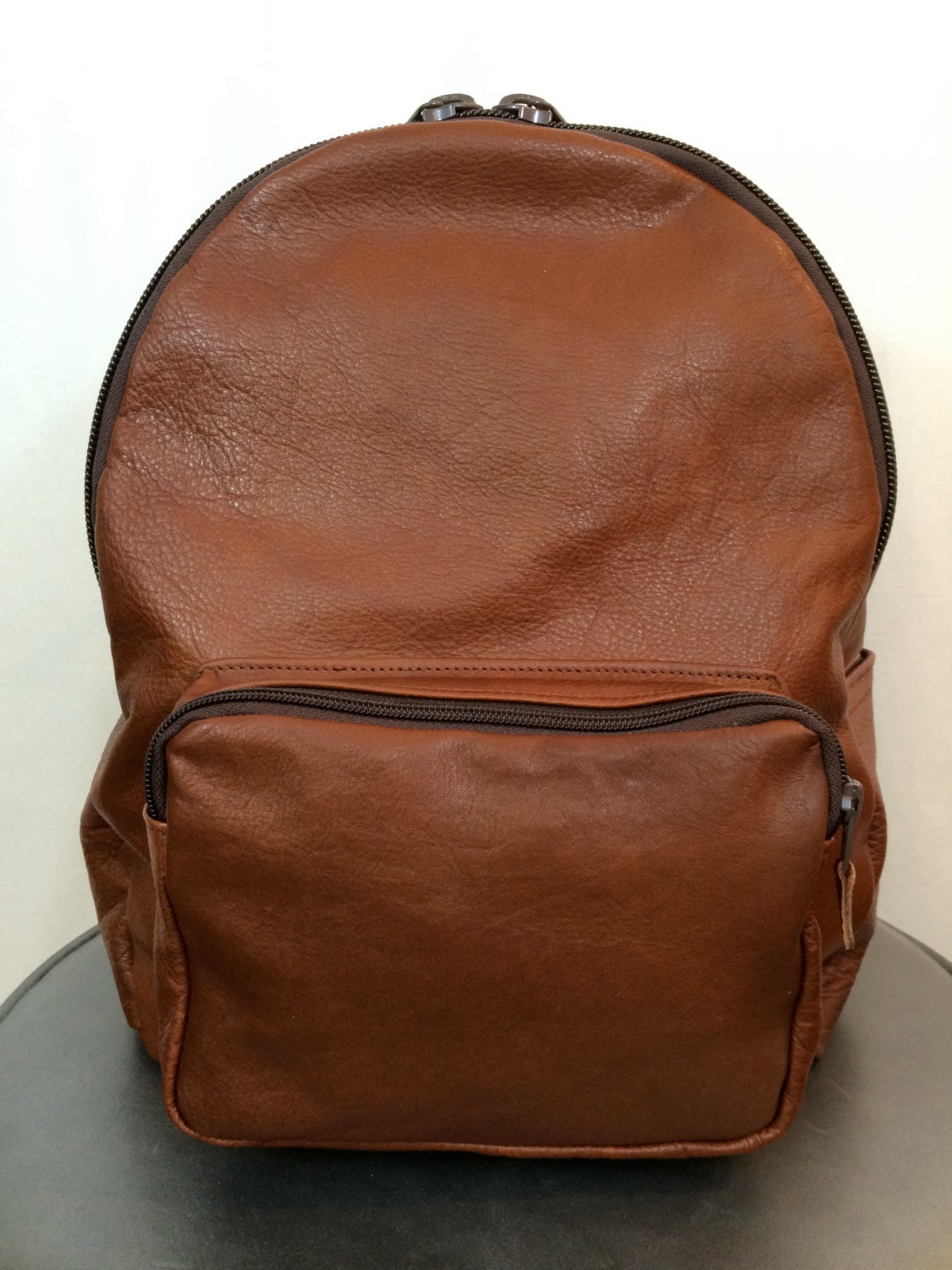 The Day-Pack Handmade Leather Zip Backpack