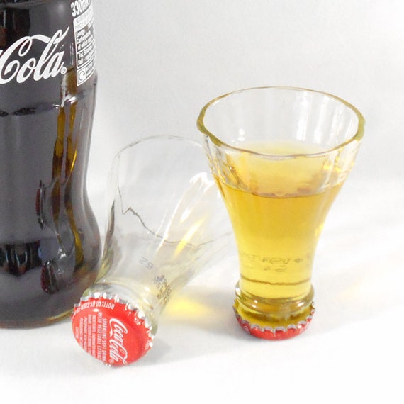 Coca Cola Bottle Top Shot Glasses by HeartofGlassUK on Etsy