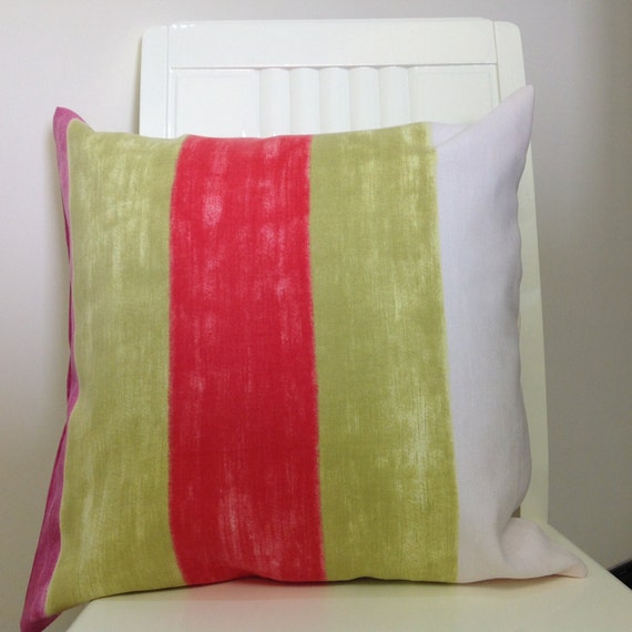 Colorful Striped Pillow Green Red Purple Stripe by HomeDecorYi