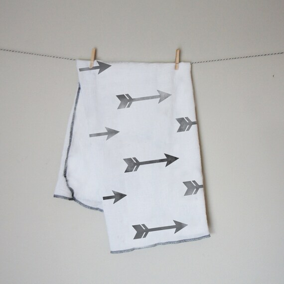 Arrow Hand Stamped Baby Swaddle Blanket Tribal Baby by EliandRyn