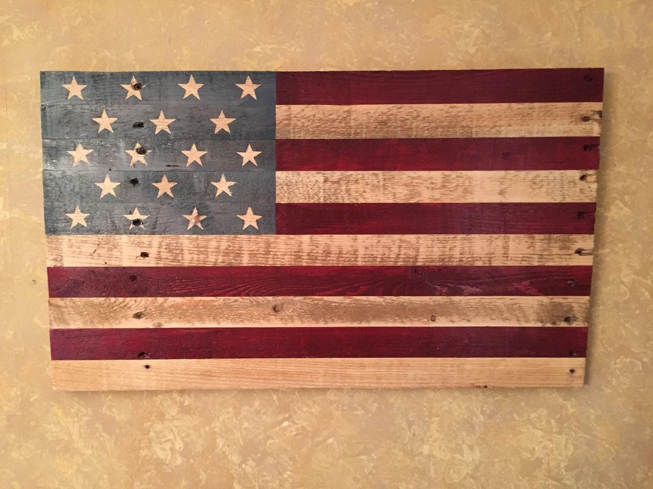 Reclaimed Wooden American Flag Handmade Wooden American Flag