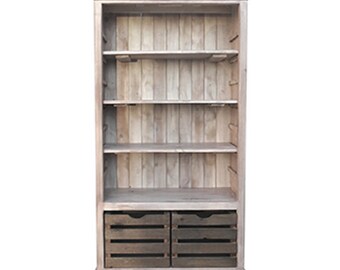 Bookcase, Bookshelves, Display Cabinet, Reclaimed Wood, Vintage, Rustic, Palisades, Crates
