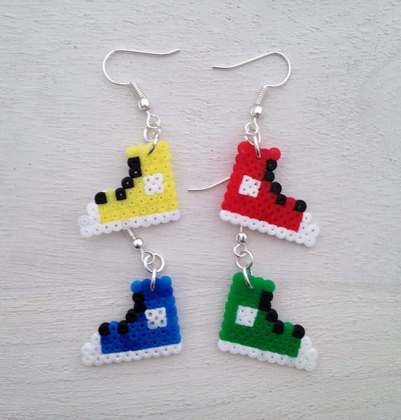 Items similar to Converse Shoes Perler Bead Earrings on Etsy
