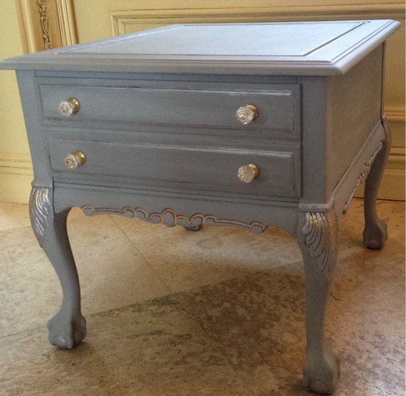 SALE Antique Gray Chalk Paint End Table