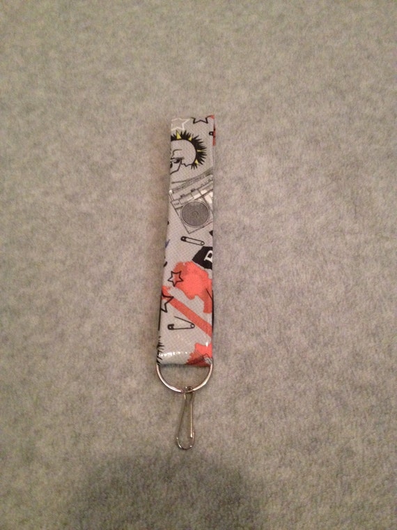Duct tape keychain Punk/Rockstar print by MaryHazelsCreations