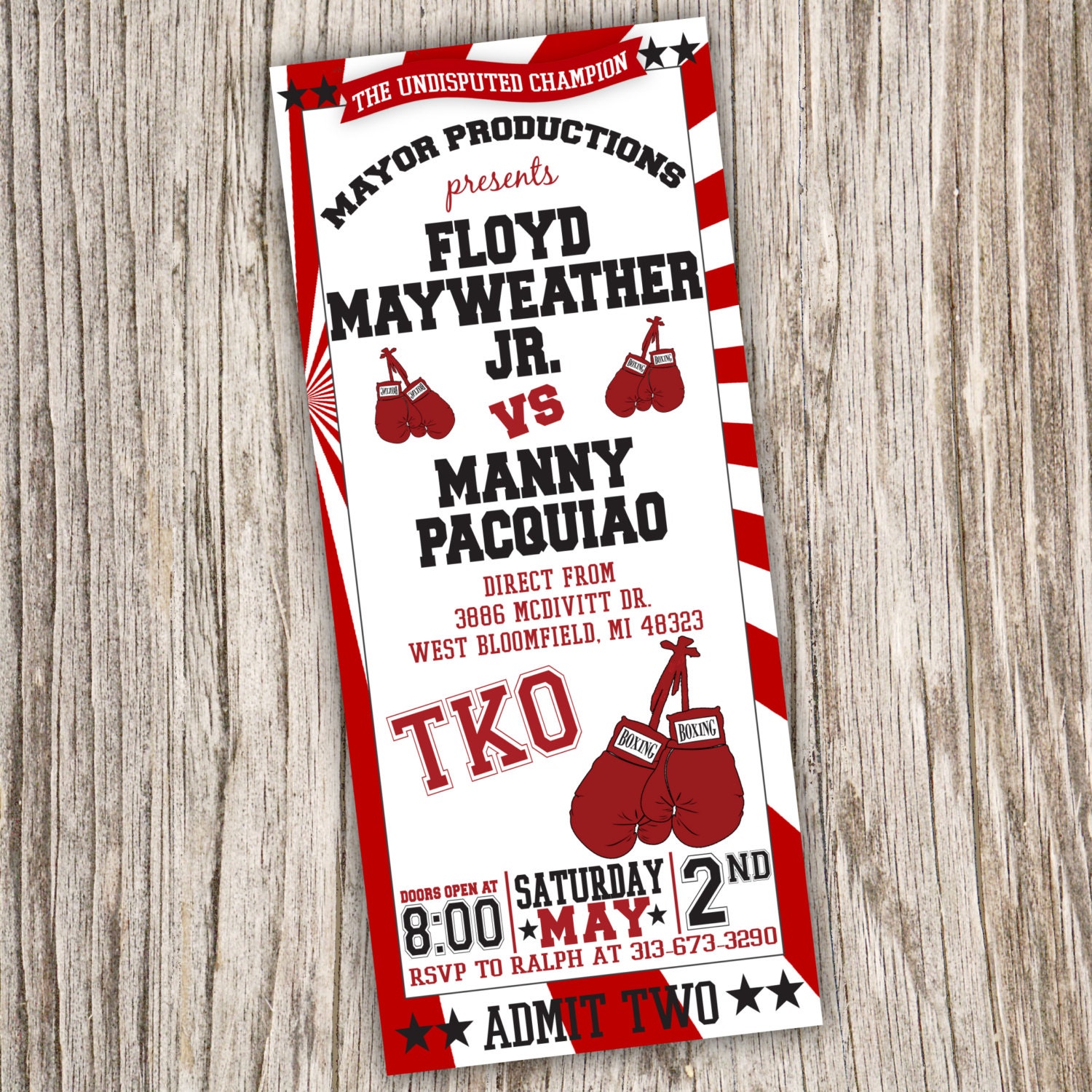 Boxing Birthday Party Invitations 6