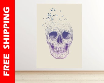 skull wall sticker, skull wall decal wall decor, skull poster, skull print, large skull painting wall art decor by Balazs Solti bal33