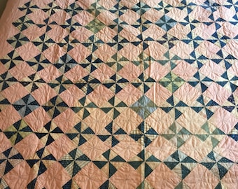 Pinwheel/Windmill Hand Stitched Patchwork Quilt