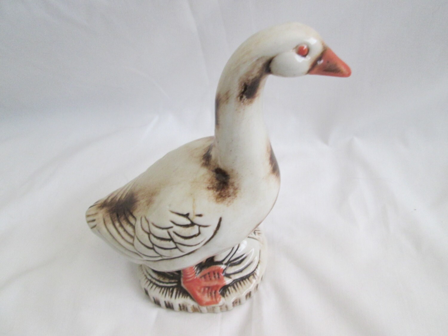 Vintage Undated Ceramic Goose Figurine Marked Made In Brazil 7