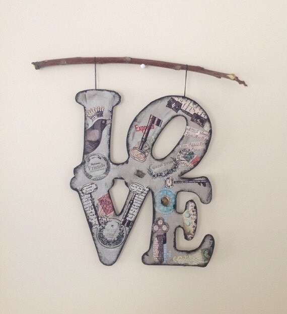 Love sign Letter collage wall art wall by MyLettersOnTheWall