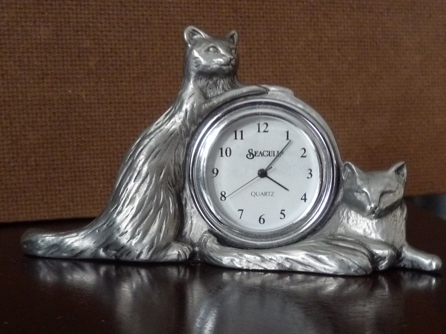 Pewter Cat Clock Seagull Pewter Cat Clock Zoom