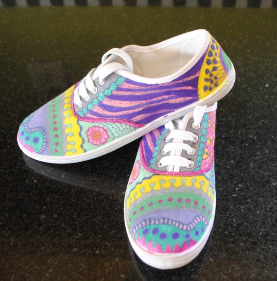 Colorful Patterned Design Art Sneakers / by ColorMeMelanie on Etsy