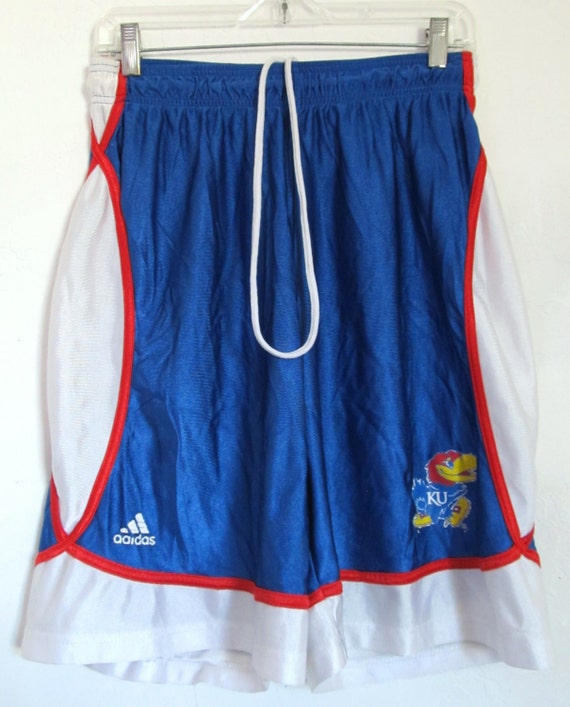Mens Sporty Vintage 80s Nylon KU Basketball Shorts by GLADRAGStres