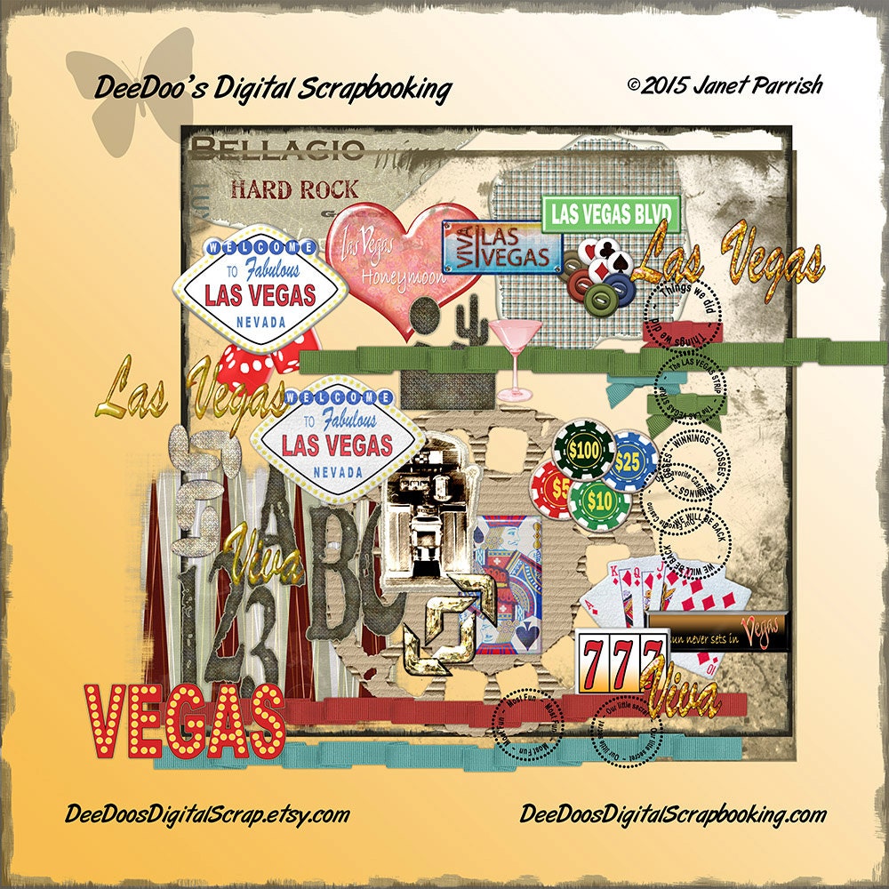 Las Vegas Digital Scrapbook Kit Las Vegas themed papers and