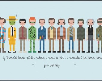 8-Bit Wonder - Jim Carrey Characters PDF Cross-Stitch Pattern