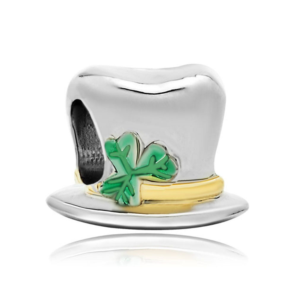 irish leprechaun top hat silver bead with green by irish leprechaun top hat silver bead with green by