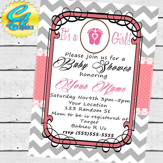 Items similar to Baby Shower Invitation digital download(girl) on Etsy