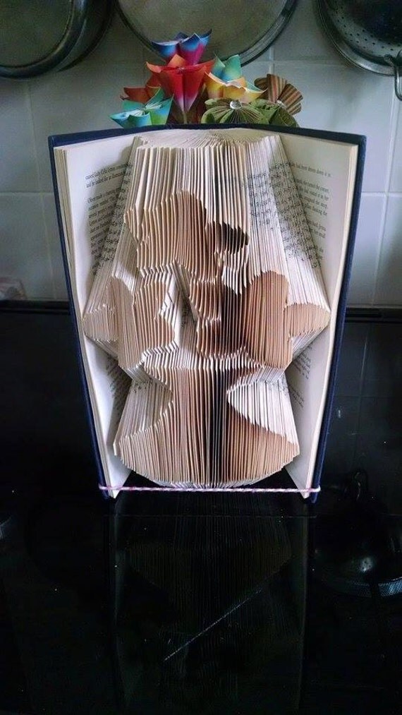 Vase With 3 Flowers Book Folding Pattern by MoodyMakesBookArt