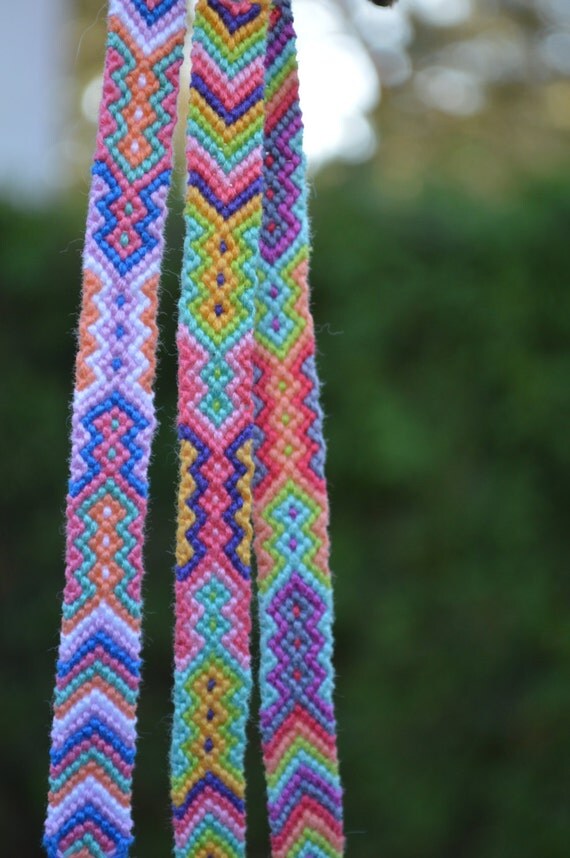Aztec style friendship bracelets. Colourful stylish bracelets.
