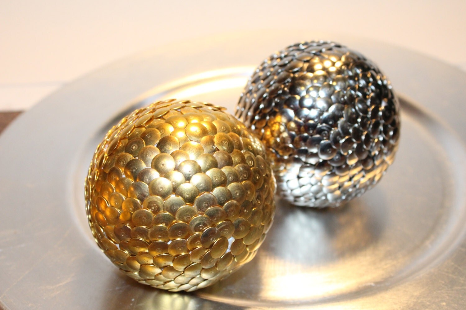 Set of Silver and Gold Decorative Orbs