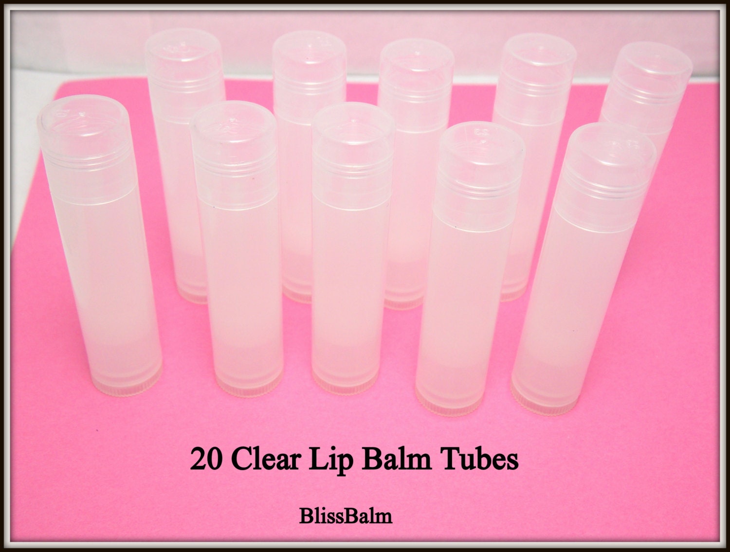 20 Clear Empty Lip balm Tubes with Caps Transparent by BlissBalm