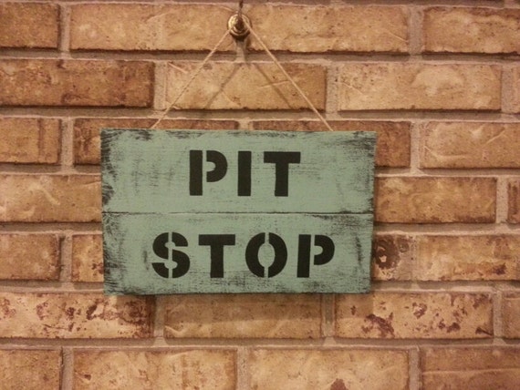 Items similar to Pallet sign – 'Pit Stop' on Etsy