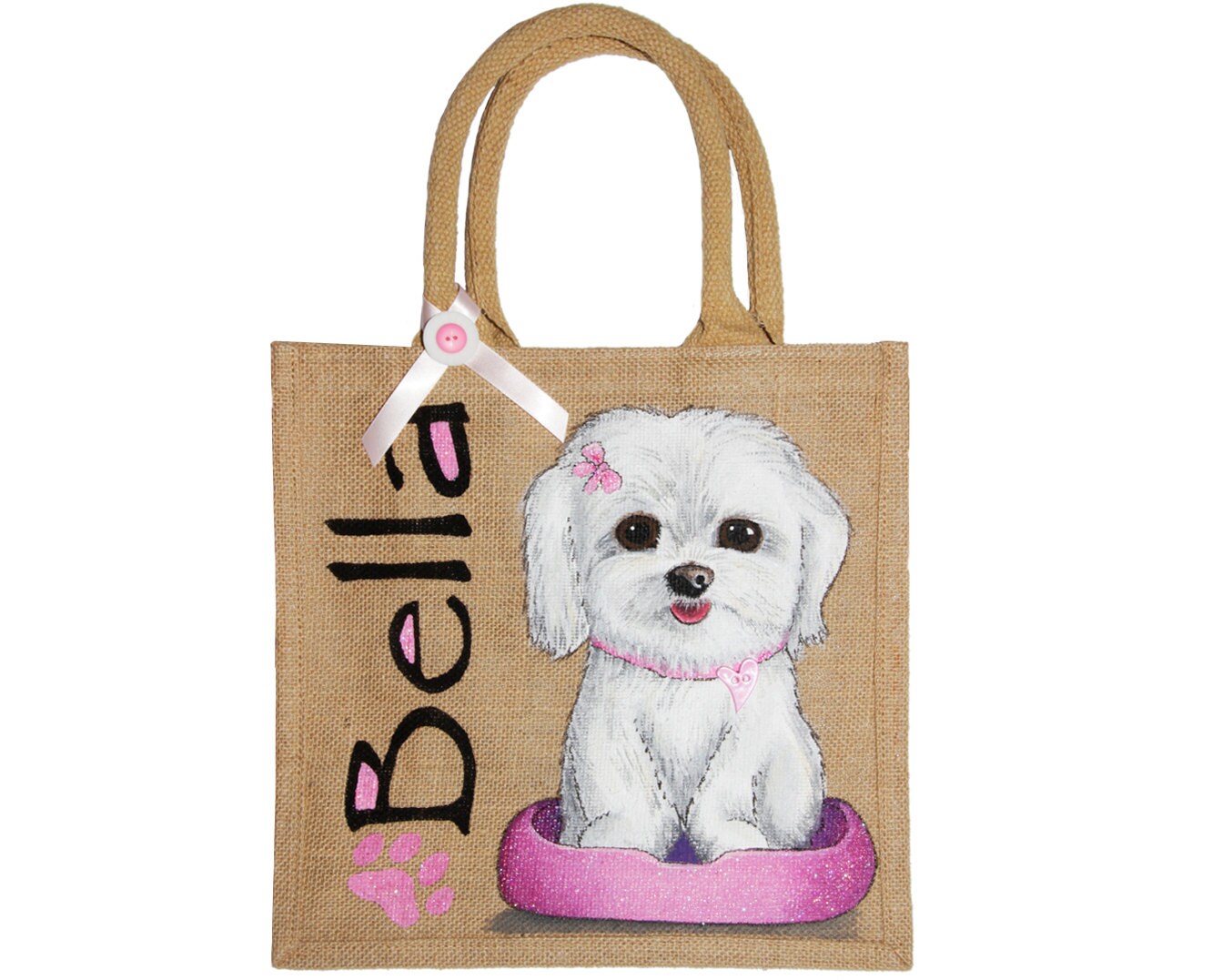 Dog bags Personalized Hand Painted Jute Bags 30 x 30cm