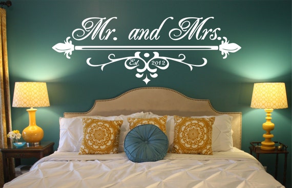 Items similar to Mr. and Mrs. Bedroom Wall Decor, Wall Decal on Etsy