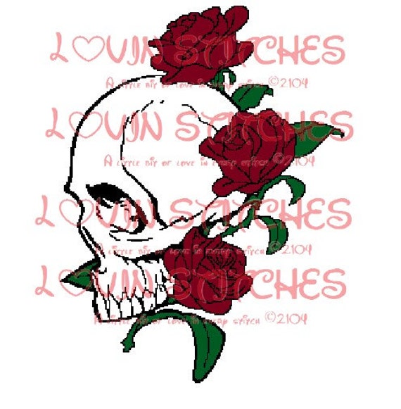 Red Rose Skull 300x300 By Lovinstitches1 On Etsy