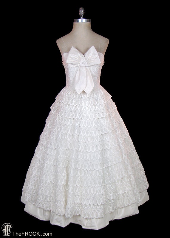 Pierre Balmain evening or wedding dress vintage silk taffeta