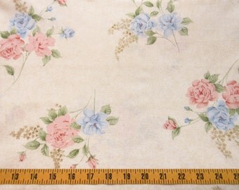 Cotton Fabric By The Yard, Concord Fabrics Quilting Cotton Fabric, Roses on Beige Background, Cotton Material, t1-008
