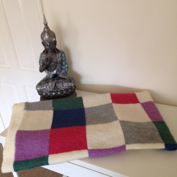 Throw. Hand knit afghan patchwork blanket by GalinaHandknits
