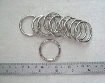 10 Pcs, 1 inch (2.5 cm.) (inner) Metal O Ring, Non Welded Nickel, for Webbing Strap, Handbag Hardware, Belt Hardware.