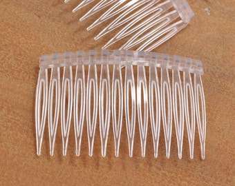 14 teeth transparent Color Hair Combs,Clear plastic Hair Combs DIY 70mm (3 inch),Wedding Bridal Accessory,Wholesale hair combs
