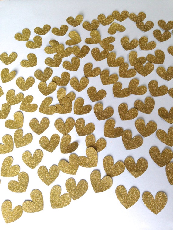 100 gold glitter heart shaped confetti by LadybugsCraftyCorner