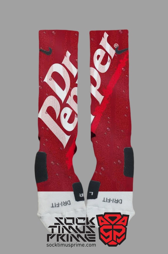 Dr. Pepper Soda Custom Nike Elite Socks by SocktimusPrime
