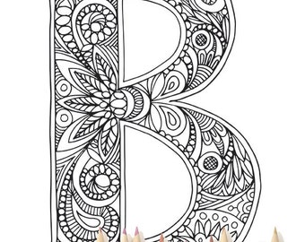 Adult Colouring Page Alphabet Letter L