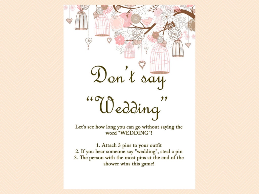 Don T Say Wedding Game Sign Clothespin Game By Magicalprintable