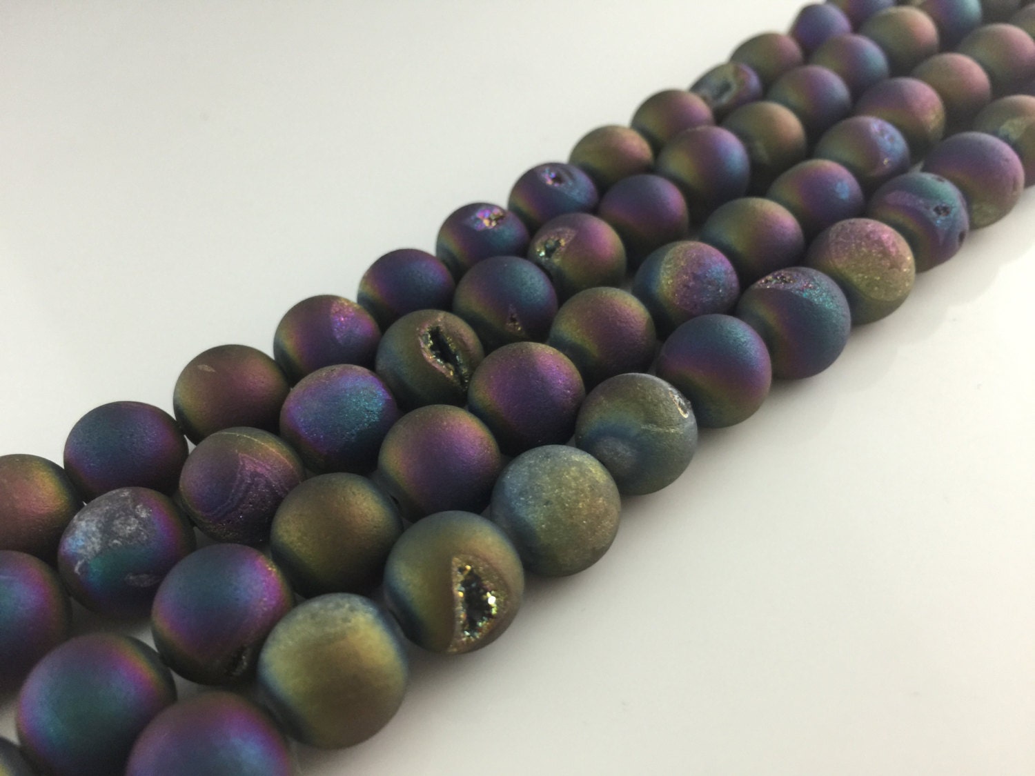 Rainbow Druzy Beads Titanium druzy Agate beads Metallic Agate