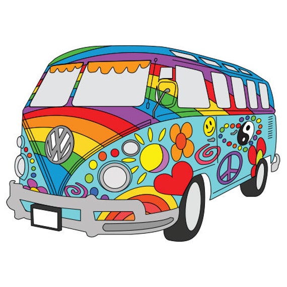 Colorful VW Hippie Bus Sticker 4 x 6 100% Original by moonmaroon89