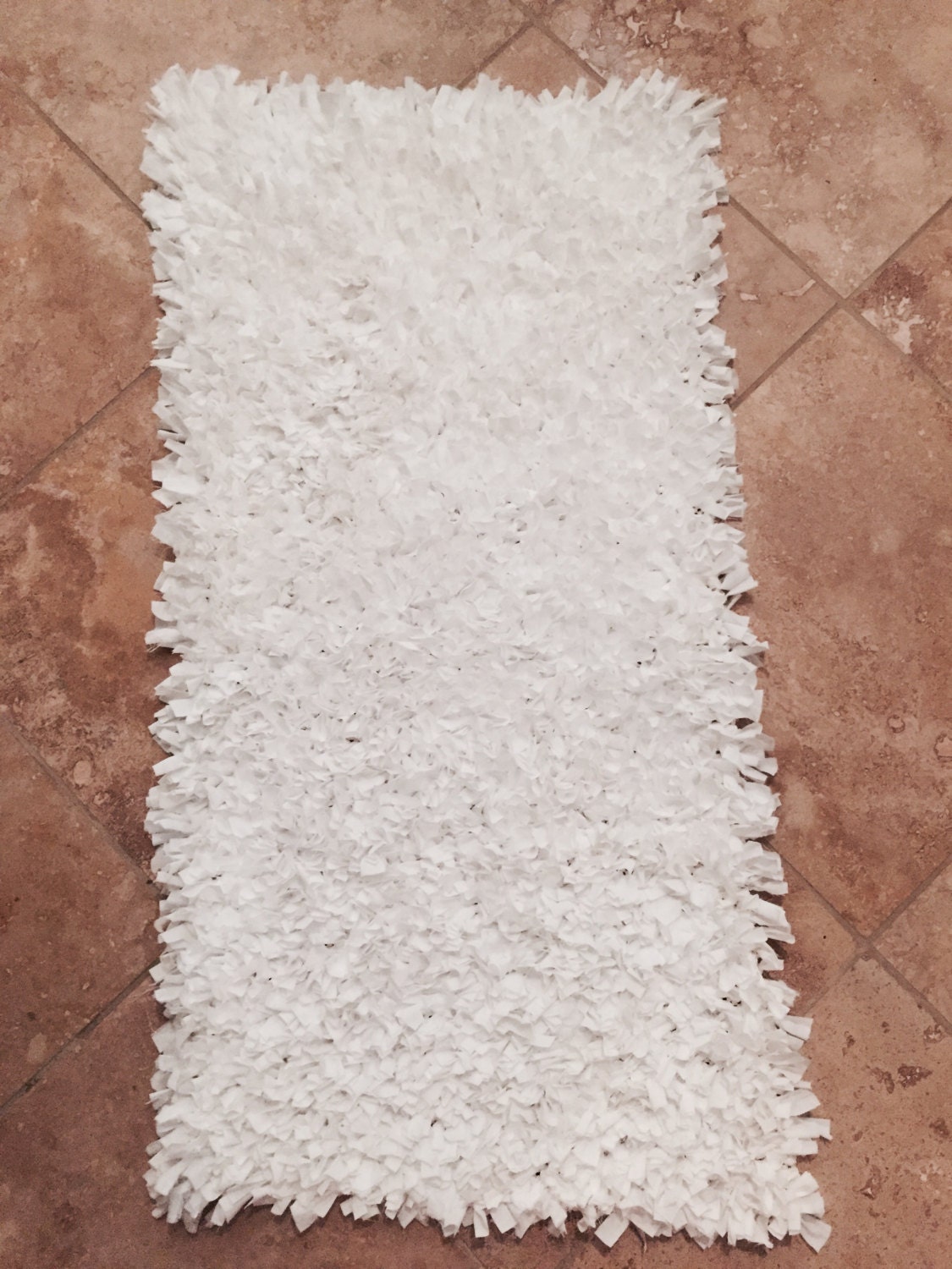 White Shag Rag Rug