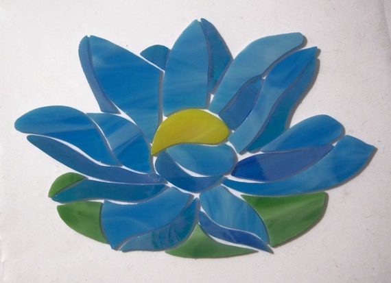 Pre Cut Stained Glass Mosaic Inlay Lily By Foryoureyesonlyshop