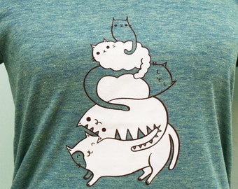 Kawaii CAT SHIRT Cat T-shirt Cat Womens TShirt - Gift for Cat Lover - cat shirts for women