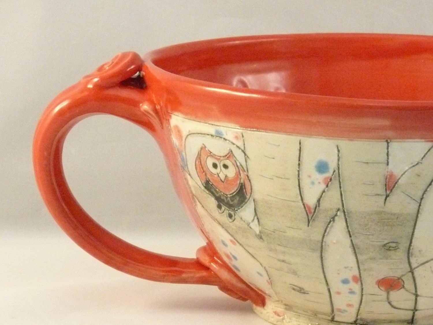 Latte mug large soup bowl with handle by BlueSkyPotteryCO