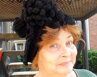 Black Cloche Hat, Womens Crochet Hat, Black Womens Hat 1920s, Black Hat, Lauren 1920s Cloche Hat, Flapper Hat, Crochet Flower