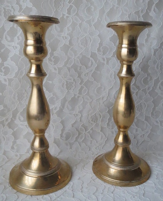 Vintage Brass Tall Made In India Candleholders Candlesticks